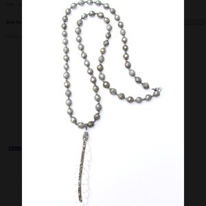 Pyrite Paved Feather Pendant Necklace